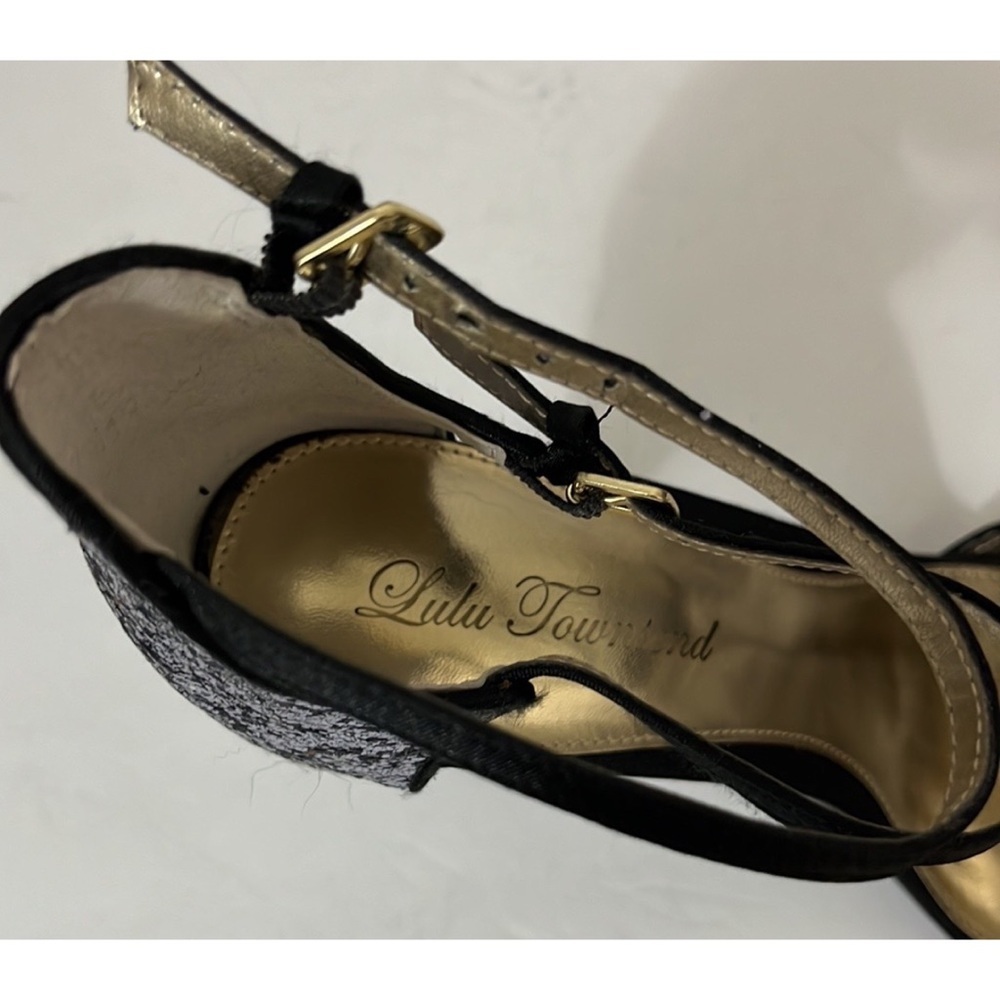 Lulu Townsend Black Gold Pewter Glitter stiletto Heels size 8.5 - Picture 5 of 5